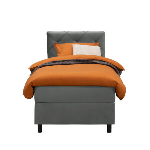 Leen Bakker - Boxspring Liv Geruit - 90x200 Cm - Ronde Poot - Stof/Velvet - Grijs