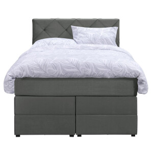25% korting - Leen Bakker - Boxspring Met Opbergruimte Liv Geruit - 120x200 Cm - Stof/Velvet - Grijs