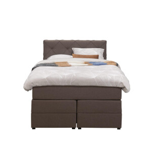 Leen Bakker - Boxspring Met Opbergruimte Liv Geruit - Donker - 120x200 Cm - Stof - Bruin
