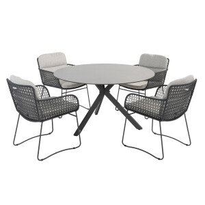 Taste by 4 Seasons Diningset Locarno Aprilla Antraciet 5-delig HPL Ø130 cm