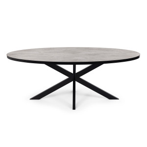 Stalux Ovale eettafel 'Mees' 210 x 100cm, kleur zwart / beton