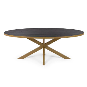 Stalux Ovale eettafel 'Mees' 240 x 110cm, kleur goud / zwart eiken