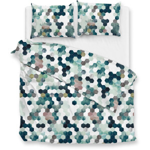Zohome Dekbedovertrek Esagona - Green - Abstract - Dekbedovertrek 240x200/220 cm - 100% Microvezel - Lits-Jumeaux Dekbedovertrek