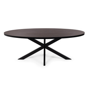 Stalux Ovale eettafel 'Mees' 240 x 110cm, kleur zwart / bruin hout