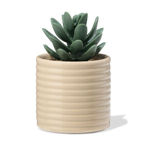 HEMA HEMA Bloempot ⌀7x6.6cm Keramiek Ribbels Beige (beige)