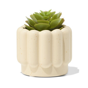 HEMA HEMA Bloempot ⌀7x6cm Keramiek Ribbels Zand (zand)
