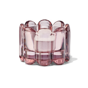 HEMA HEMA Sfeerlichthouder Glas Ribbel Roze (roze)