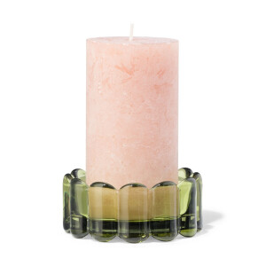 HEMA HEMA Kaarsonderzetter ⌀10cm Glas Ribbel Groen (groen)