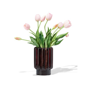 HEMA HEMA Vaas 18cm Glas Ribbel Bruin (bruin)