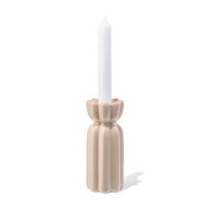 HEMA HEMA Kandelaar ⌀6x15cm Keramiek Ribbel Tulp Bruin (bruin)