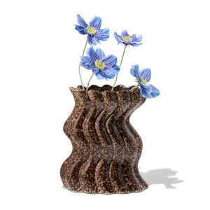 HEMA HEMA Vaas 23cm Keramiek Ribbel Swirl Bruin (donkerbruin)
