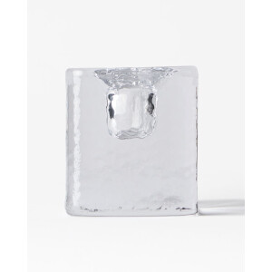 HEMA HEMA Kandelaar ⌀5x5cm Kub Glas Gehamerd Transparant (transparant)