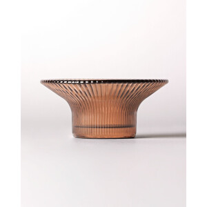 HEMA HEMA Theelichthouder ⌀11x5cm Zwier Glas Ribbel Bruin (bruin)