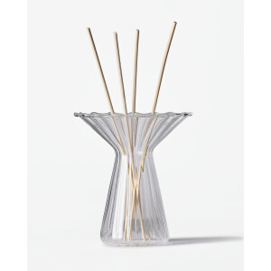 HEMA HEMA Vaas ⌀5.7x10.8cm Zwier Glas Ribbel Transparant (transparant)
