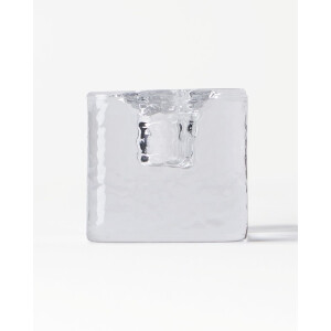 HEMA HEMA Kandelaar ⌀5x5cm Kub Glas Gehamerd Transparant (transparant)