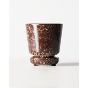 HEMA HEMA Bloempot ⌀8x8cm Keramiek Spikkels Bruin (bruin)