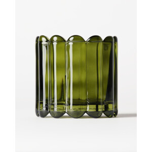HEMA HEMA Geurkaars ⌀8cm Bink Glas Ribbel Donkergroen (donkergroen)