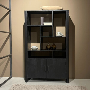 Livingfurn Wandkast 'Norris' Mangohout en staal, 180 x 110cm