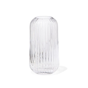 HEMA HEMA Vaas Voor Geurstokjes ⌀5.5x11cm Glas Ribbel Transparant (transparant)