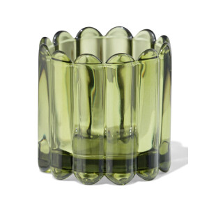 HEMA HEMA Glas Voor Geurkaars ⌀8x8cm Ribbel Donkergroen (donkergroen)