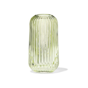 HEMA HEMA Vaas Voor Geurstokjes ⌀5.5x11cm Glas Ribbel Lichtgroen (lichtgroen)