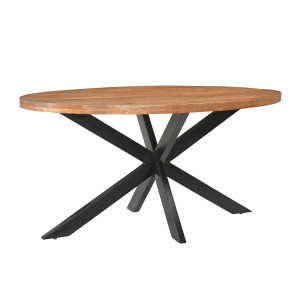 Livingfurn Ovale Eettafel 'Rocky' Mangohout, 160 x 90cm