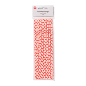 HEMA HEMA Papieren Rietjes Hartjes - 20 Stuks (rood)