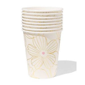 HEMA HEMA Bekers 250ml Papier Bloemen - 8 Stuks