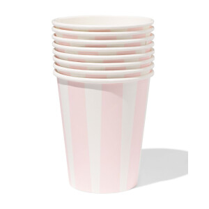 HEMA HEMA Bekers 250ml Papier Strepen - 8 Stuks (roze)