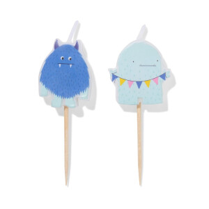 HEMA HEMA Taartkaarsjes 8.5x10.5cm Monsters - 2 Stuks