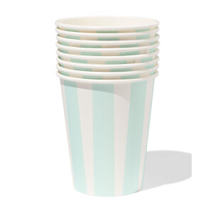 HEMA HEMA Bekers 250ml Papier Strepen - 8 Stuks (blauw)