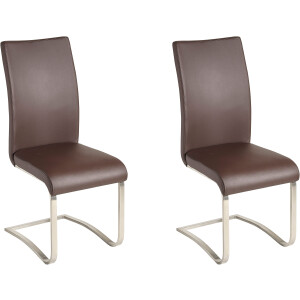 MCA furniture Vrijdragende stoel Arco Stoel overtrokken met echt leer, belastbaar tot 130 kg (2 stuks)
