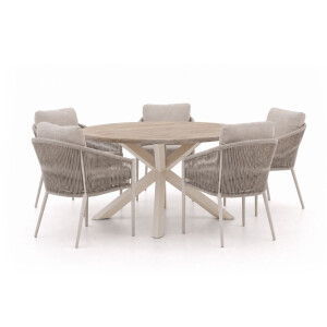 + 15% kassakorting | Bellagio Mineo/ROUGH-Y ø 150cm dining tuinset 6-delig - Laagste prijsgarantie!