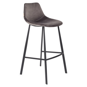Dutchbone Barkruk 'Franky' Velvet (zithoogte 80cm), kleur Grijs