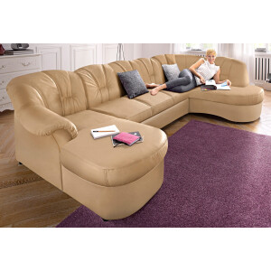 DOMO collection Zithoek Flores ook in leren bekleding, B/D/H: 293/180/86 cm, U-vorm (3 stuks)
