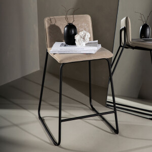 Nohr Barkruk 'Sheridan' Microvezel, kleur Beige (zithoogte 64cm)