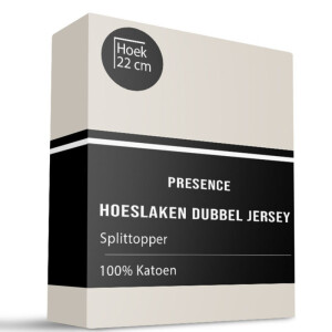 Splittopper Hoeslaken - Katoen Dubbel Jersey - Creme - 160x200cm - Creme - Presence - Dekbed-Discounter.nl