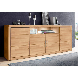 Home affaire Dressoir Logo,200cm breit,42 cm tief,Fronten Massivholz,11 Fächer Breedte 200 cm