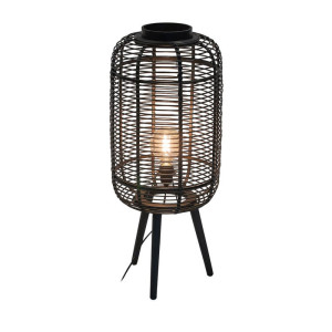 Staande lamp bamboe - zwart - 33x33x77.5 cm