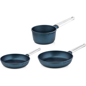 Westinghouse Pannenset Performance (Koekenpan ø 24 en 28 cm + Steelpan ø 18 cm) - Blauw - Inductie en alle andere warmtebronnen