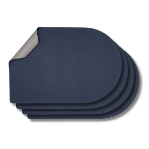 Jay Hill Placemats - Vegan leer - Grijs / Blauw - Bread - dubbelzijdig - 44 x 30 cm - 4 Stuks