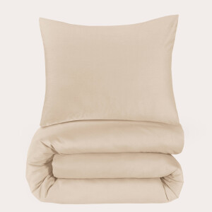 NOUS Living katoenen dekbedovertrek 1 persoons beige (140x220 cm)