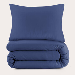 NOUS Living katoenen dekbedovertrek 1 persoons donkerblauw (140x220 cm)