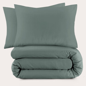 NOUS Living katoenen dekbedovertrek lits-jumeaux donkergroen (240x220 cm)