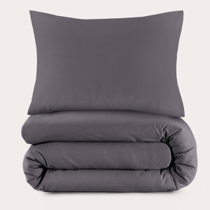 NOUS Living katoenen dekbedovertrek 1 persoons antraciet (140x220 cm)