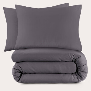 NOUS Living katoenen dekbedovertrek 2 persoons antraciet (200x220 cm)