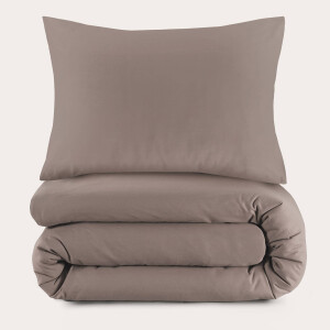 NOUS Living katoenen dekbedovertrek 1 persoons taupe (140x220 cm)