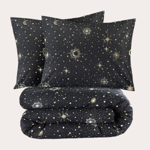 NOUS Living katoenen dekbedovertrek 2-persoons zwart (200x220 cm)