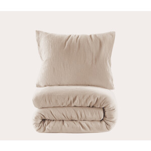 NOUS Living mousseline dekbedovertrek 1 persoons beige (140x220 cm)