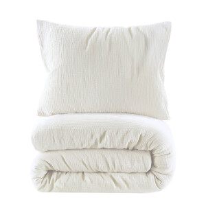 NOUS Living mousseline dekbedovertrek 1 persoons ecru (140x220 cm)
